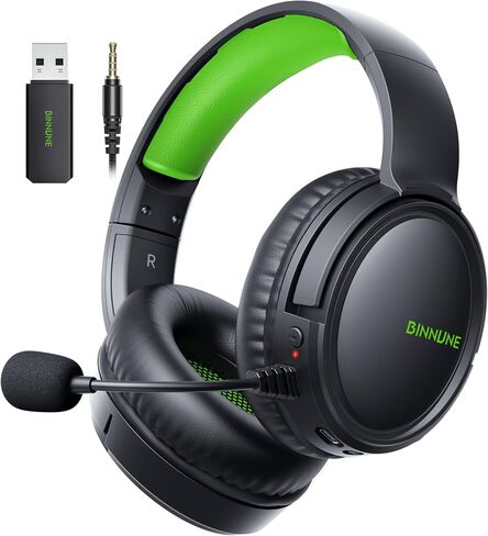 BINNUNE Wireless Gaming Headset — 2.4GHz Low-Latency USB Dongle + Bluetooth, 50mm Drivers 7.1 Surround, Noise-Cancelling Mic, 40H Battery — Over Ear Wireless Headphones for PS5, PC, Laptop, Blue in Saudi Arabia