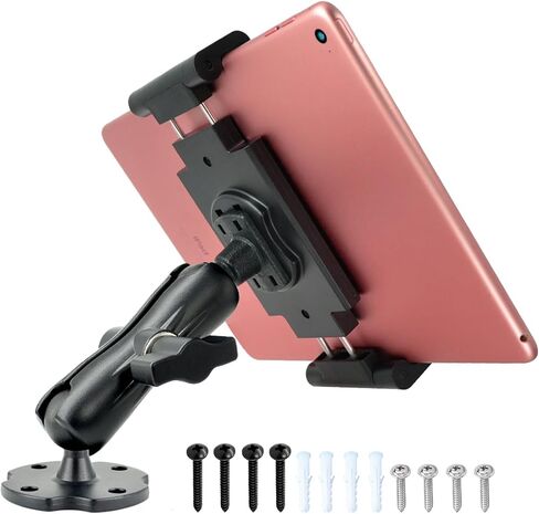 VAUBORTTI Aluminum Arm Heavy Duty Tablet Mount Drill Base - for 6.5"-12.9" Tablet iPad Pro/Mini, iPad Holder for Truck, Car,Dashboard,Desk,Wall-Swivel with 1 inch/25mm Ball Joint in Saudi Arabia