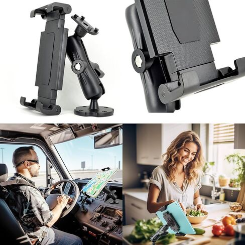 VAUBORTTI Aluminum Arm Heavy Duty Tablet Mount Drill Base - for 6.5"-12.9" Tablet iPad Pro/Mini, iPad Holder for Truck, Car,Dashboard,Desk,Wall-Swivel with 1 inch/25mm Ball Joint in Kuwait