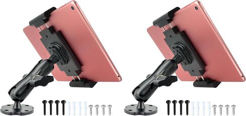 VAUBORTTI Aluminum Arm Heavy Duty Tablet Mount Drill Base - for 6.5"-12.9" Tablet iPad Pro/Mini, iPad Holder for Truck, Car,Dashboard,Desk,Wall-Swivel with 1 inch/25mm Ball Joint in Kuwait