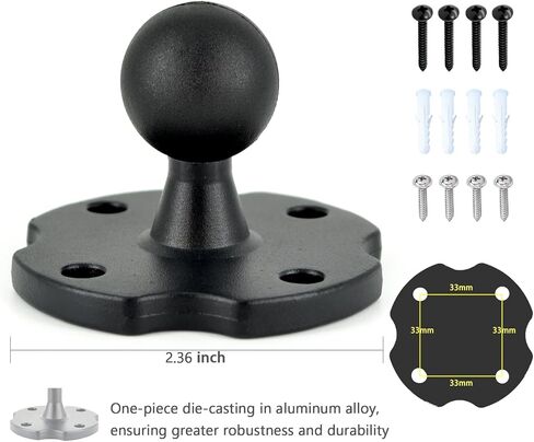 VAUBORTTI Aluminum Arm Heavy Duty Tablet Mount Drill Base - for 6.5"-12.9" Tablet iPad Pro/Mini, iPad Holder for Truck, Car,Dashboard,Desk,Wall-Swivel with 1 inch/25mm Ball Joint in Kuwait