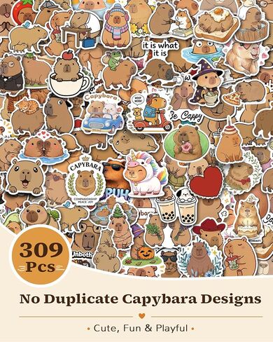 309 Pcs Capybara Vinyl Sticker Pack in Saudi Arabia