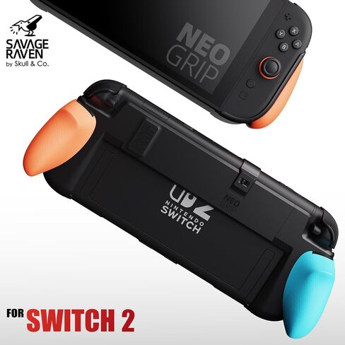 Savage Raven by Skull & Co. NeoGrip Bundle: an Ergonomic Grip Hard Shell with Replaceable Grips [to fit All Hands Sizes] for Nintendo Switch 2 with Maxcarry Carrying Case - Black in Saudi Arabia