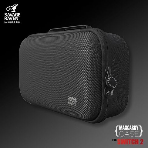 Savage Raven by Skull & Co. NeoGrip Bundle: an Ergonomic Grip Hard Shell with Replaceable Grips [to fit All Hands Sizes] for Nintendo Switch 2 with Maxcarry Carrying Case - Black in Saudi Arabia