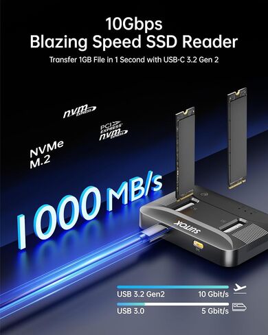 Tool-Free Dual-Bay NVMe M.2 SSD Reader Dock 10Gbps 16TB Expansion in Saudi Arabia
