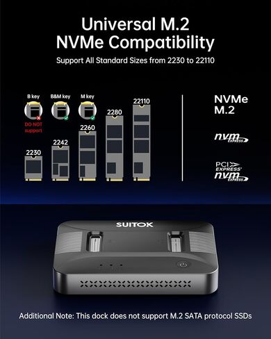 Tool-Free Dual-Bay NVMe M.2 SSD Reader Dock 10Gbps 16TB Expansion in Saudi Arabia
