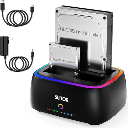 Dual Bay SATA Hard Drive Cloner Dock USB C 5Gbps | 2.5" 3.5" | 40TB in Saudi Arabia