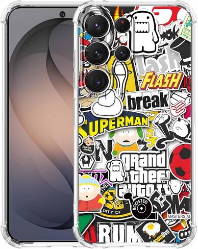 Case for Samsung Galaxy S26 Ultra with Pop Culture Design,Aesthetic Cartoon Sticker Bomb Pop-Art Collage,Clear Slim Soft TPU Bumper Phone Cover,6.9"(Pop,Sx26u) in Saudi Arabia