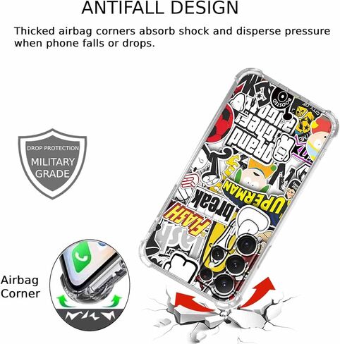 Case for Samsung Galaxy S26 Ultra with Pop Culture Design,Aesthetic Cartoon Sticker Bomb Pop-Art Collage,Clear Slim Soft TPU Bumper Phone Cover,6.9"(Pop,Sx26u) in Saudi Arabia
