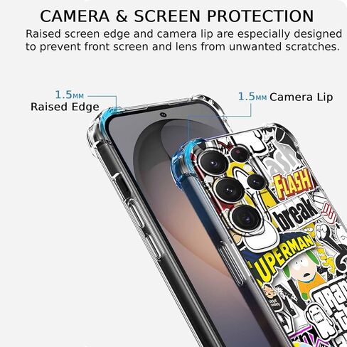 Case for Samsung Galaxy S26 Ultra with Pop Culture Design,Aesthetic Cartoon Sticker Bomb Pop-Art Collage,Clear Slim Soft TPU Bumper Phone Cover,6.9"(Pop,Sx26u) in Saudi Arabia