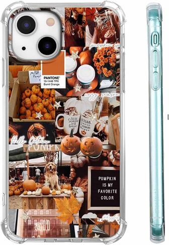 Case for iPhone 16e and iPhone 17e with Autumn Design,Aesthetic Fall Pumpkin Halloween Collage,Unique Soft TPU Bumper Phone Cover(16e,Autumn) in Saudi Arabia