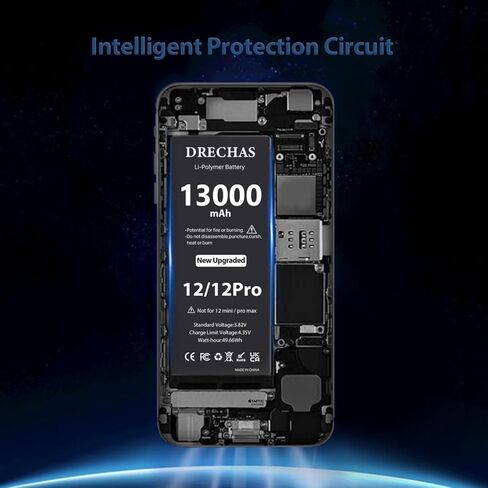 [13000 مللي أمبير] بطارية لهاتف iPhone 12/12 Pro، بطارية بديلة جديدة من الليثيوم بوليمر ذات دورة 0 لهواتف iPhone 12/12 Pro موديلات A2172، A2402، A2403، A2404 مع مجموعة أدوات إصلاح احترافية كاملة in Kuwait