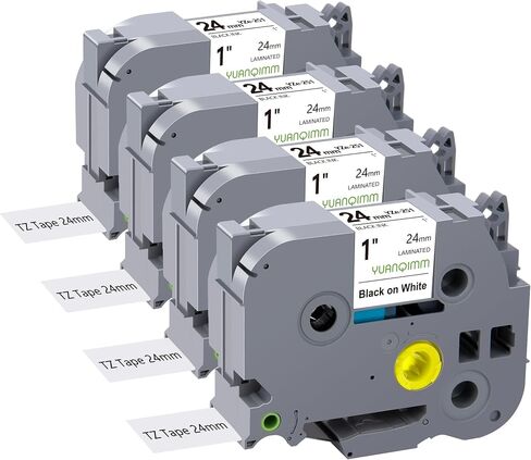 4-Pack TZe 24mm White TZe251 Compatible for Brother 1" Label Maker Tape in Saudi Arabia
