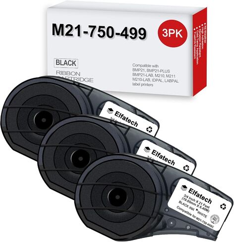 Compatible M21-750-499 Black on White Nylon Cloth 3/4 Inch Label Tape,for Wire,Able,General ID, Wire Marking, and Lab for M210, M210-LAB, M211, BMP21-PLUS and BMP21-LAB Printers, .75" W 16' L (3 Pack) in Saudi Arabia
