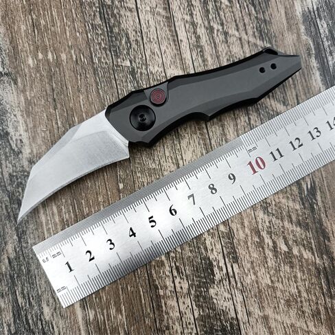 HUAAO Push Button Knife, Spring Assisted Opening, EDC Folding Pocket knives For Men,2.08 inch 8Cr13Mov Hawkbill Blade，gray aluminum handle,With Deep Carry Pocket Clip in Saudi Arabia