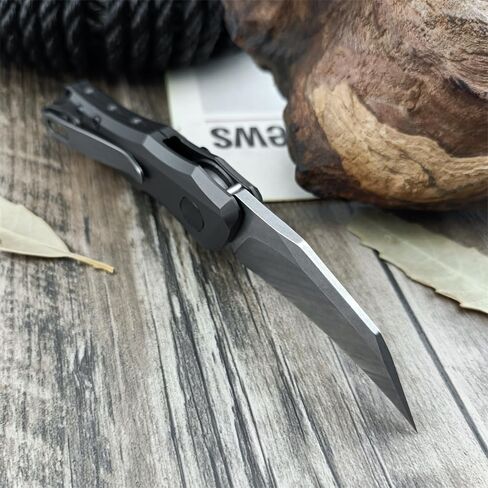 HUAAO Push Button Knife, Spring Assisted Opening, EDC Folding Pocket knives For Men,2.08 inch 8Cr13Mov Hawkbill Blade，gray aluminum handle,With Deep Carry Pocket Clip in Saudi Arabia