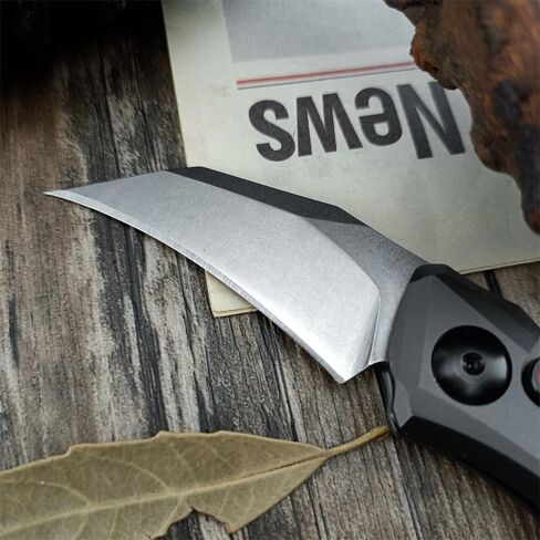 HUAAO Push Button Knife, Spring Assisted Opening, EDC Folding Pocket knives For Men,2.08 inch 8Cr13Mov Hawkbill Blade，gray aluminum handle,With Deep Carry Pocket Clip in Saudi Arabia