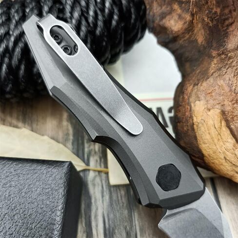 HUAAO Push Button Knife, Spring Assisted Opening, EDC Folding Pocket knives For Men,2.08 inch 8Cr13Mov Hawkbill Blade，gray aluminum handle,With Deep Carry Pocket Clip in Saudi Arabia
