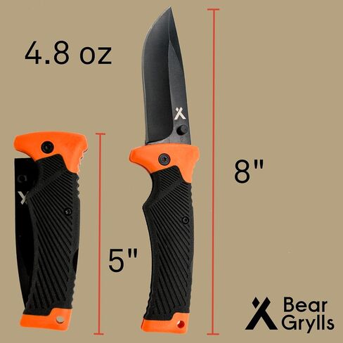 Bear Grylls Ultimate Folding Knife, 3.6 in Blade with Sheath, Orange in Saudi Arabia