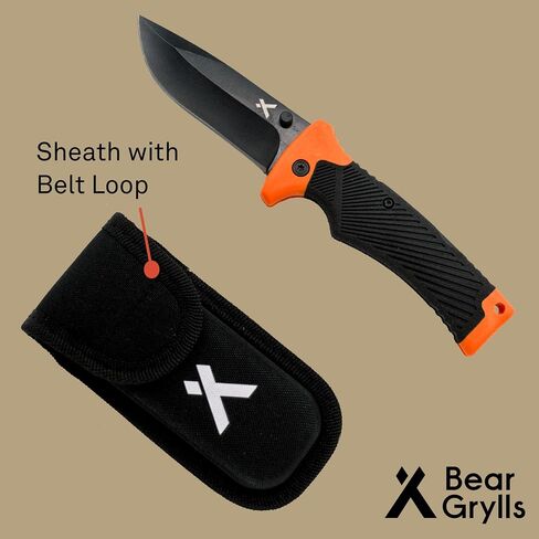 Bear Grylls Ultimate Folding Knife, 3.6 in Blade with Sheath, Orange in Saudi Arabia