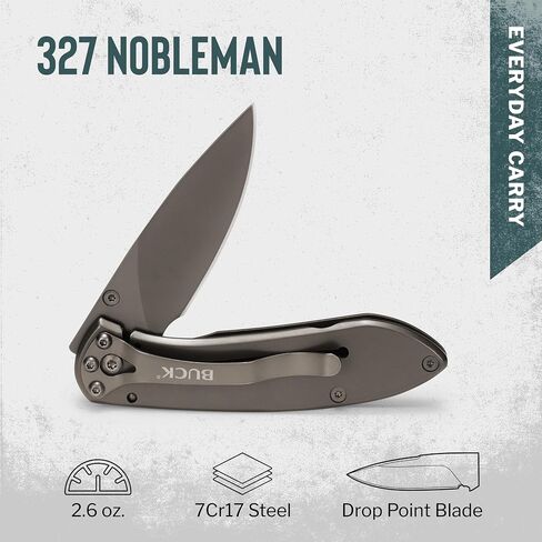 Buck Knives 327 Nobleman Folding EDC Pocket Knife, Titanium, 2.6 oz in Saudi Arabia