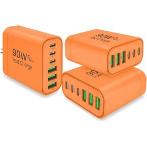 90W GaN USB C Charger Block,6-Port USB C Wall Charger Fast Charging 45W PD Power Adapter for iPhone 17Pro Max/Samsung Galaxy S24 Ultra/Tabs/MacBook Air/iPad Pro for Home Travel in Saudi Arabia