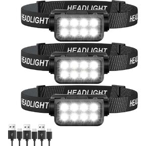 Rechargeable Headlamp Flashlight 2-Pack, 8 LED 2500 Lumen Ultra-Light Bright Headlight with Motion Sensor, Waterproof Lightweight Head Lamp for Adult Kid, Headlamps for Outdoor Camping Running Fishing in Saudi Arabia