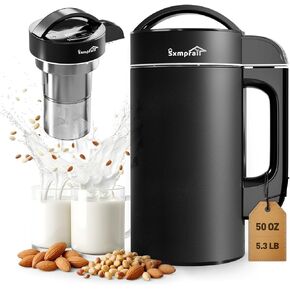 304 Stainless Steel Almond Milk Maker Machine (Built-in Filter) 50oz 6-7 Cups Per Batch, 8-IN-1 Cooking Blender Make Plant Based Nut Milk, Soy Oat Milk, Soup & Juice, Automatic Cleaning (Black) in Saudi Arabia