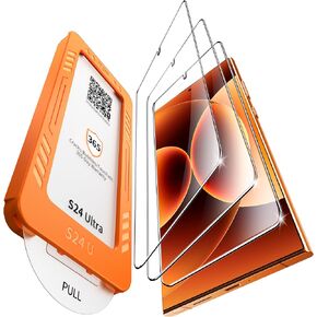 letosan 3 Pack for Samsung Galaxy S24 Ultra Screen Protector Tempered Glass, 9H+ Hardness, 12FT Military Grade Shatterproof, Auto Alignment Frame, Bubble Free Case Friendly HD Clear 6.8 Inch in Saudi Arabia