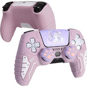 DLseego Protective Cover for PS5 Controller, Soft Silicone Ergonomic Anti-Slip Controller Case Skin with 2 PCS Thumb Stick Grip Caps and 1 PCS Touch Pad Sticker- Purple in Kuwait