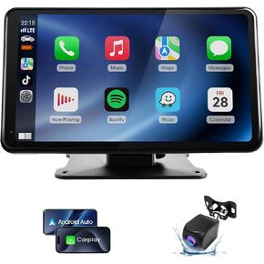 Wireless CarPlay & Android Auto Screen for Car - 7" Portable Car Stereo with 1080P Backup Camera, GPS Navigation, Voice Control, Bluetooth, FM, AUX - Universal Plug & Play Head Unit for Older Vehicles in Saudi Arabia
