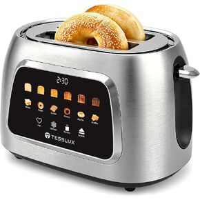 Tesslux Toaster 2 Slice, Extra Wide Slot, 800W, Touch Screen Panel, Silver in Saudi Arabia