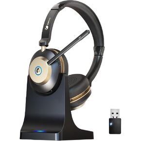 Earbay 5.3 Bluetooth Headset, Wireless Headset with Noise Canceling Mic & USB Dongle, 50Hrs Wireless Headphones with Mic Mute & Charge Dock, for Calls, Perfect for PC, Laptop, Phone, Teams and Zoom in Saudi Arabia