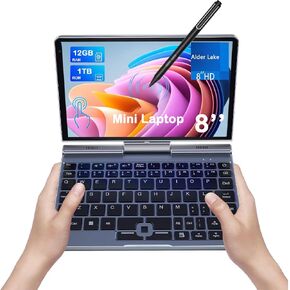 كمبيوتر محمول صغير، كمبيوتر محمول صغير Win11 Pro 8 بوصة HD شاشة تعمل باللمس 2 في 1 كمبيوتر جيب 12 جيجابايت LPDDR5 RAM، 512 جيجابايت/1 تيرابايت SSD Wi-Fi 6، BT 5.2، HDMI، كمبيوتر محمول قابل للتحويل بكاميرا 2 ميجابكسل (P8-12GB+512GB) in Kuwait