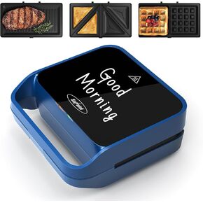 3 in 1 Electric Sandwich Maker, Panini Press Grill and Waffle Iron Set, Grill and Sandwich Press with Removable Non-Stick Plates, Indicator Lights & Cool Touch Handle, 750W, Black in Saudi Arabia