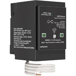 Replacement for Siemens QSPD2A065P Plug-in Surge Protection Device, 2-Pole 65kA 120/240V, 1Ø, 3W, Fits Siemens Type QP Load Centers, Whole House Power Spike Protection, LED Indicator & Audible Alarm in Saudi Arabia
