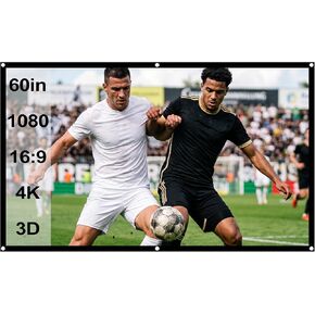 60 inch Projector Screen for Indoor, Portable Movie Projector Screen Hanging Small Projection Screen for Room Wall Home Theater, 4K 3D in Saudi Arabia