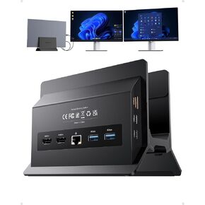 محطة إرساء USB C بشاشة مزدوجة 4K@60 هرتز، قاعدة كمبيوتر محمول مع حامل رأسي in Kuwait