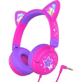 iClever HS25 Kids Headphones Cat Ear, LED Light Up for Toddler Girls School in Saudi Arabia