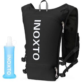 INOXTO Running Hydration Vest ,Lightweight Insulated Pack with 250ml Soft Flask Daypack for Hiking Trail Running Cycling Race Marathon for Women Men (Black, Standard) in Saudi Arabia
