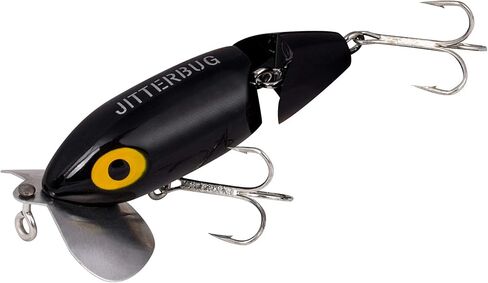 Arbogast Jointed Jitterbug Topwater Bass Fishing Lure, Excellent for Night Fishing, Black, 3 1/2", 5/8 oz in Saudi Arabia