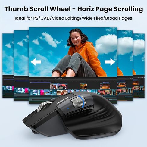 TECKNET Wireless Mouse, Ergonomic Bluetooth Mouse (BT 5.3/5.0 & 2.4G & Wired), Rechargeable Mouse with Ultra-Fast Scrolling, Side Scroll, 6-Level DPI, Quiet Clicks, Optical Mouse for Laptop Desktop in Saudi Arabia