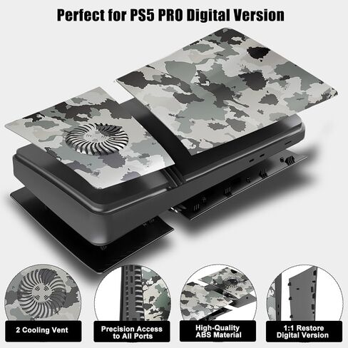Cover Plates for PS5 Pro Digital Edition with Cooling Vent, PS5 Pro Faceplate ABS Hard Shockproof Anti-Scratch Dustproof Protective Plates, Replacement Side Shell Skin Case for PlayStation 5 Pro in Saudi Arabia