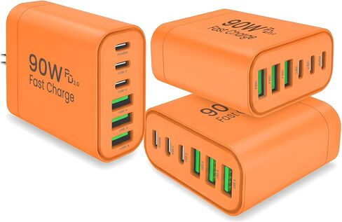 90W GaN USB C Charger Block,6-Port USB C Wall Charger Fast Charging 45W PD Power Adapter for iPhone 17Pro Max/Samsung Galaxy S24 Ultra/Tabs/MacBook Air/iPad Pro for Home Travel in Saudi Arabia