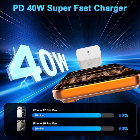 [Apple MFi Certified] iPhone 17 Charger Fast Charging, 40W USB C Charger in Saudi Arabia