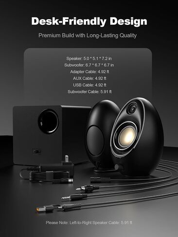 Bluedee Computer Speakers with Subwoofer, 2.1 PC Speakers, 80W Peak Power in Saudi Arabia