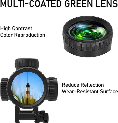 UUQ 1.2-6x24 Rifle Scope,MOA Reticle,Clear Green-Coated Lens,Tactical Compact LPVO, R/G Dual-Color with 5 Levels Brightness, Turret Lock Features Ideal for Hunting Scope in Saudi Arabia