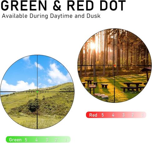 UUQ 1.2-6x24 Rifle Scope,MOA Reticle,Clear Green-Coated Lens,Tactical Compact LPVO, R/G Dual-Color with 5 Levels Brightness, Turret Lock Features Ideal for Hunting Scope in Saudi Arabia