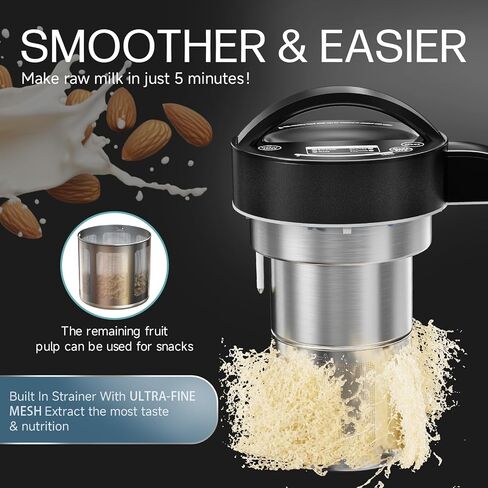 304 Stainless Steel Almond Milk Maker Machine (Built-in Filter) 50oz 6-7 Cups Per Batch, 8-IN-1 Cooking Blender Make Plant Based Nut Milk, Soy Oat Milk, Soup & Juice, Automatic Cleaning (Black) in Saudi Arabia