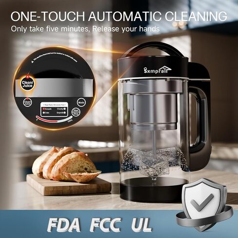 304 Stainless Steel Almond Milk Maker Machine (Built-in Filter) 50oz 6-7 Cups Per Batch, 8-IN-1 Cooking Blender Make Plant Based Nut Milk, Soy Oat Milk, Soup & Juice, Automatic Cleaning (Black) in Saudi Arabia